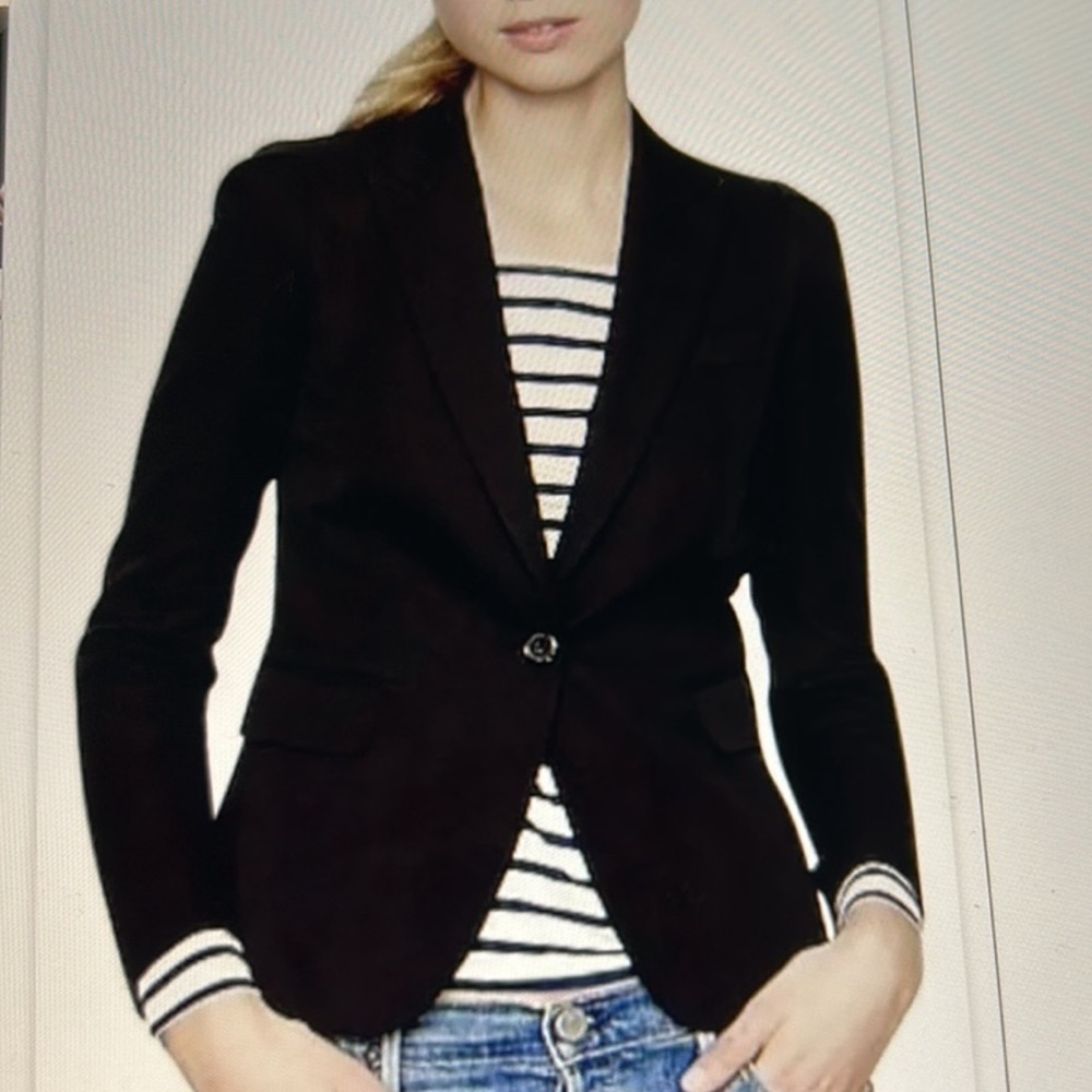 J. Crew Black Puff Sleeve Blazer in Stretchy Cotton Size 0
